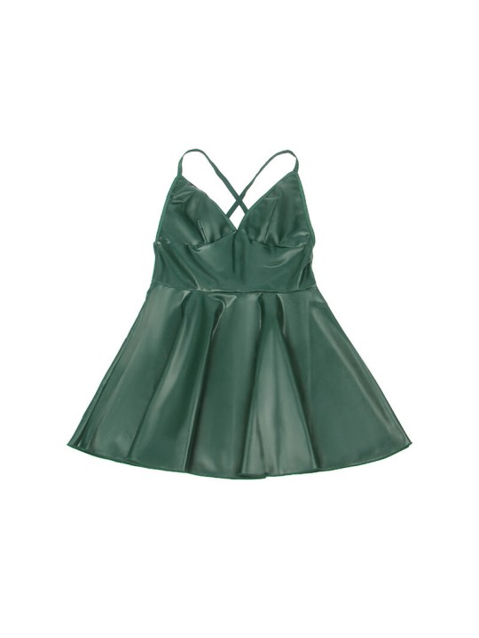 SUBBLIME 955434 VESTIDO CON TIRANTES DE CUERO VERDE S M