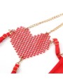 SUBBLIME 955519 CONJUNTO SUJETADOR CON CADENAS Y CORAZON DE MALLA ROJO S M