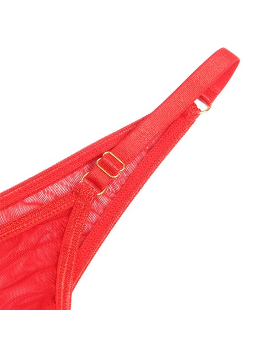 SUBBLIME 955526 CONJUNTO SUJETADOR CON CADENAS Y CORAZON DE MALLA ROJO L XL