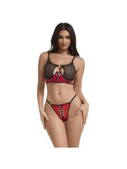 SUBBLIME 955533 CONJUNTO SUJETADOR CON CREMALLERA DE MALLA DE CHAROL ROJO S M