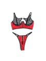 SUBBLIME 955533 CONJUNTO SUJETADOR CON CREMALLERA DE MALLA DE CHAROL ROJO S M