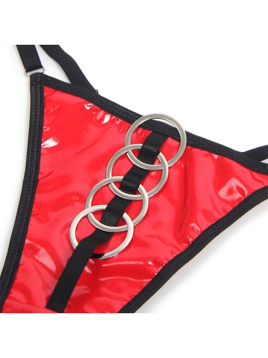 SUBBLIME 955533 CONJUNTO SUJETADOR CON CREMALLERA DE MALLA DE CHAROL ROJO S M