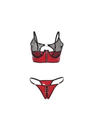 SUBBLIME 955540 CONJUNTO SUJETADOR CON CREMALLERA DE MALLA DE CHAROL ROJO L XL
