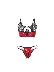SUBBLIME 955540 CONJUNTO SUJETADOR CON CREMALLERA DE MALLA DE CHAROL ROJO L XL