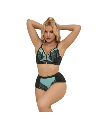 SUBBLIME 955557 CONJUNTO SUJETADOR CON CREMALLERA DE MALLA DE CHAROL VERDE S M