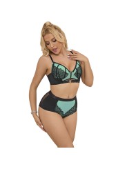 SUBBLIME 955557 CONJUNTO SUJETADOR CON CREMALLERA DE MALLA DE CHAROL VERDE S M