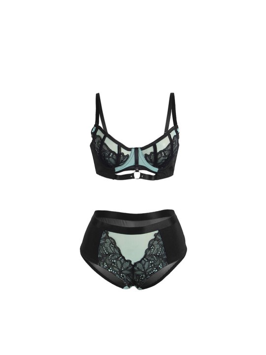 SUBBLIME 955557 CONJUNTO SUJETADOR CON CREMALLERA DE MALLA DE CHAROL VERDE S M