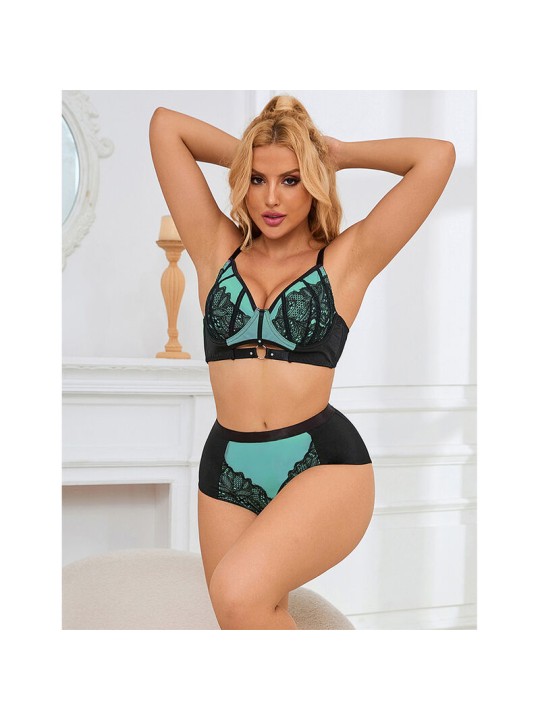 SUBBLIME 955557 CONJUNTO SUJETADOR CON CREMALLERA DE MALLA DE CHAROL VERDE S M