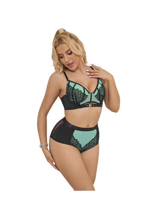 SUBBLIME 955564 CONJUNTO SUJETADOR CON CREMALLERA DE MALLA DE CHAROL VERDE L XL