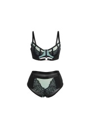 SUBBLIME 955564 CONJUNTO SUJETADOR CON CREMALLERA DE MALLA DE CHAROL VERDE L XL