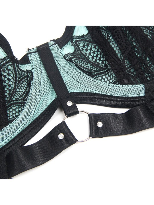 SUBBLIME 955564 CONJUNTO SUJETADOR CON CREMALLERA DE MALLA DE CHAROL VERDE L XL