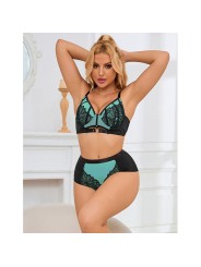 SUBBLIME 955564 CONJUNTO SUJETADOR CON CREMALLERA DE MALLA DE CHAROL VERDE L XL