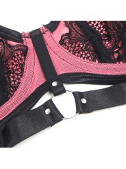 SUBBLIME 955571 CONJUNTO SUJETADOR CON CREMALLERA DE MALLA DE CHAROL ROSA S M