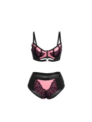 SUBBLIME 955588 CONJUNTO SUJETADOR CON CREMALLERA DE MALLA DE CHAROL ROSA L XL
