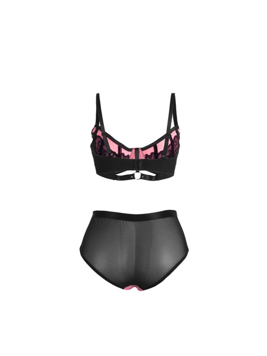 SUBBLIME 955588 CONJUNTO SUJETADOR CON CREMALLERA DE MALLA DE CHAROL ROSA L XL