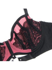 SUBBLIME 955588 CONJUNTO SUJETADOR CON CREMALLERA DE MALLA DE CHAROL ROSA L XL