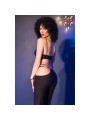 CHILIROSE CR 4851 SET TOP NEGRO Y LEGGINS CON COMPLEMENTOS DORADOS
