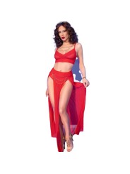 CHILIROSE CR 4850 SET TOP ROJO Y LEGGINS CON COMPLEMENTOS DORADOS S