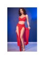 CHILIROSE CR 4850 SET TOP ROJO Y LEGGINS CON COMPLEMENTOS DORADOS S