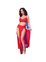 CHILIROSE CR 4850 SET TOP ROJO Y LEGGINS CON COMPLEMENTOS DORADOS S