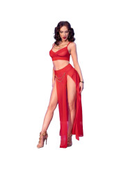 CHILIROSE CR 4850 SET TOP ROJO Y LEGGINS CON COMPLEMENTOS DORADOS S