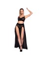 CHILIROSE CR 4672 TOP NEGRO FALDA Y TANGA CON CADENAS DORADAS S