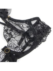 SUBBLIME 957483 CONJUNTO SUJETADOR Y LIGA DE ENCAJE NEGRO S M
