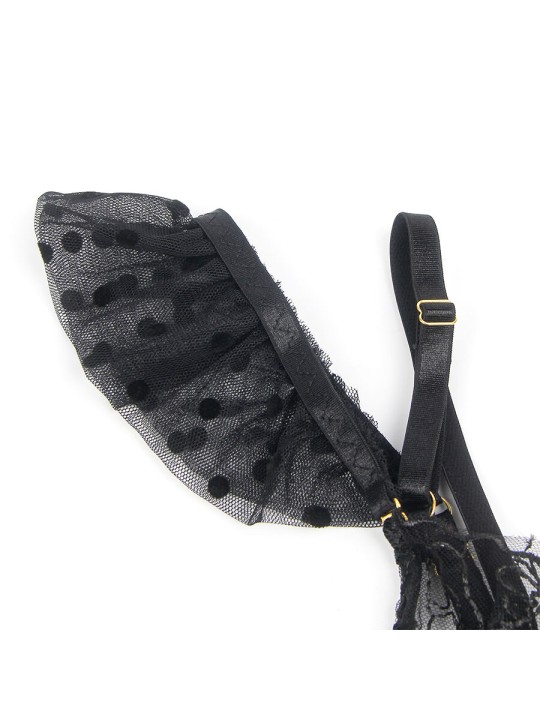 SUBBLIME 957483 CONJUNTO SUJETADOR Y LIGA DE ENCAJE NEGRO S M