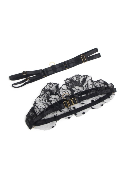 SUBBLIME 957483 CONJUNTO SUJETADOR Y LIGA DE ENCAJE NEGRO S M