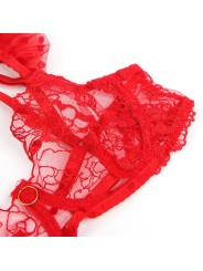 SUBBLIME 957506 CONJUNTO SUJETADOR Y LIGA DE ENCAJE ROJO S M