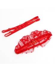 SUBBLIME 957506 CONJUNTO SUJETADOR Y LIGA DE ENCAJE ROJO S M