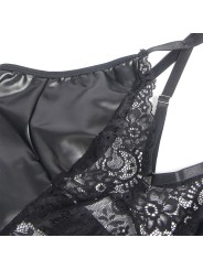 SUBBLIME 957520 VESTIDO DE CUERO CON ENCAJE FLORAL NEGRO S M