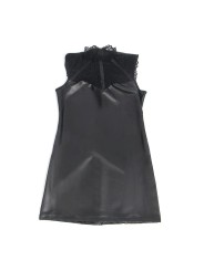 SUBBLIME 957544 VESTIDO DE CUERO CON CUELLO DE ENCAJE NEGRO S M