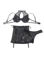 SUBBLIME 957582 CONJUNTO SUJETADOR Y FALDA DE CUERO NEGRO S M