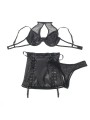 SUBBLIME 957582 CONJUNTO SUJETADOR Y FALDA DE CUERO NEGRO S M