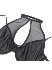 SUBBLIME 957582 CONJUNTO SUJETADOR Y FALDA DE CUERO NEGRO S M