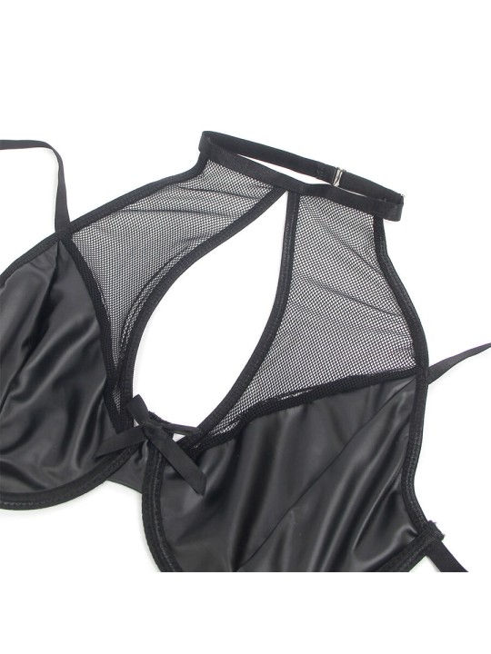 SUBBLIME 957582 CONJUNTO SUJETADOR Y FALDA DE CUERO NEGRO S M