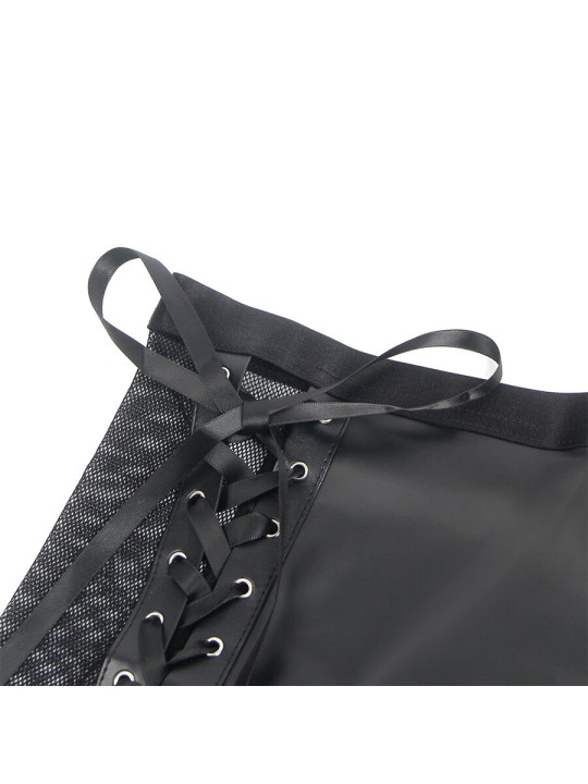 SUBBLIME 957582 CONJUNTO SUJETADOR Y FALDA DE CUERO NEGRO S M