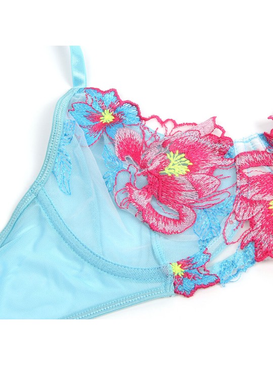 SUBBLIME 957643 CONJUNTO SUJETADOR Y LIGUERO CON BORDADOS DE FLORES ROSAS S M