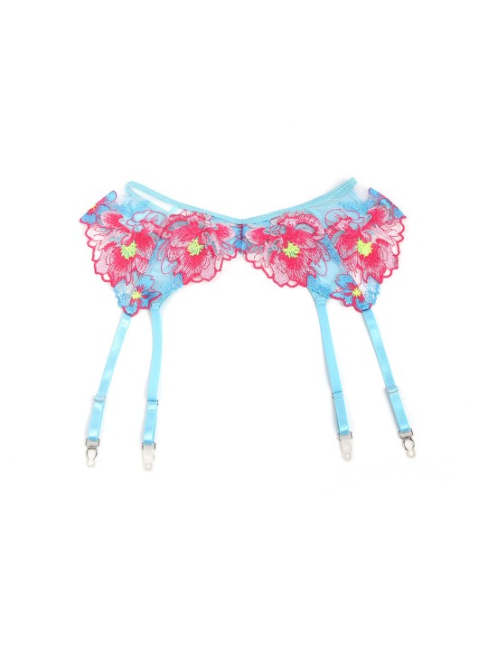 SUBBLIME 957643 CONJUNTO SUJETADOR Y LIGUERO CON BORDADOS DE FLORES ROSAS S M