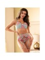 SUBBLIME 957643 CONJUNTO SUJETADOR Y LIGUERO CON BORDADOS DE FLORES ROSAS S M