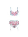 SUBBLIME 957643 CONJUNTO SUJETADOR Y LIGUERO CON BORDADOS DE FLORES ROSAS S M
