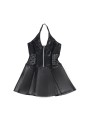 SUBBLIME 957704 VESTIDO DE CUERO CON CREMALLERA Y ENCAJE NEGRO S M