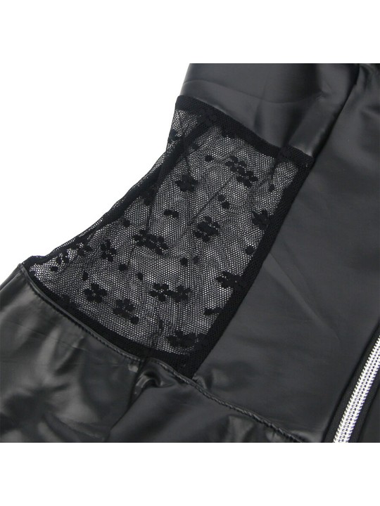 SUBBLIME 957704 VESTIDO DE CUERO CON CREMALLERA Y ENCAJE NEGRO S M