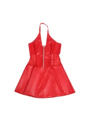 SUBBLIME 957728 VESTIDO DE CUERO CON CREMALLERA Y ENCAJE ROJO S M