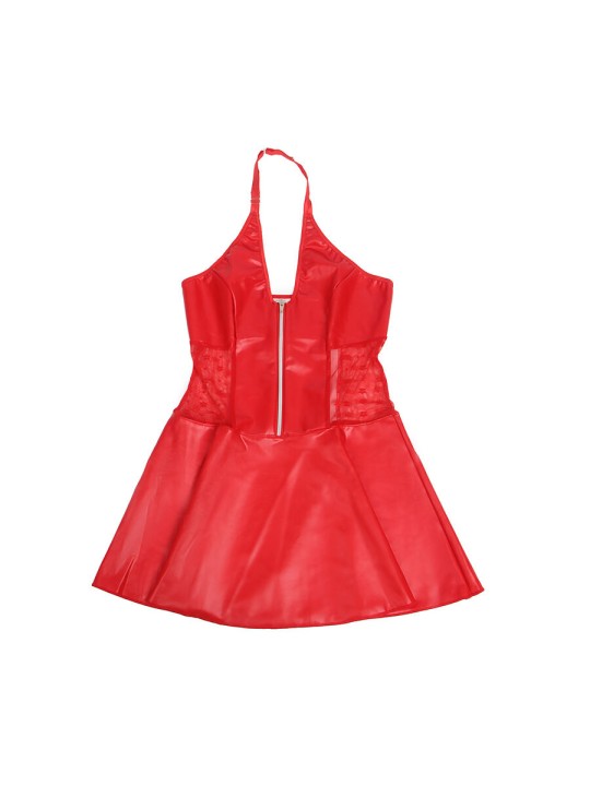 SUBBLIME 957728 VESTIDO DE CUERO CON CREMALLERA Y ENCAJE ROJO S M