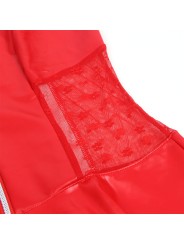 SUBBLIME 957728 VESTIDO DE CUERO CON CREMALLERA Y ENCAJE ROJO S M