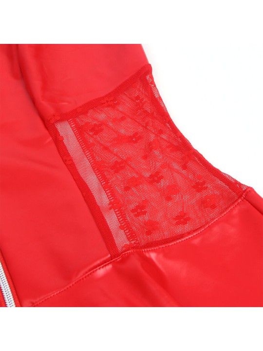 SUBBLIME 957728 VESTIDO DE CUERO CON CREMALLERA Y ENCAJE ROJO S M
