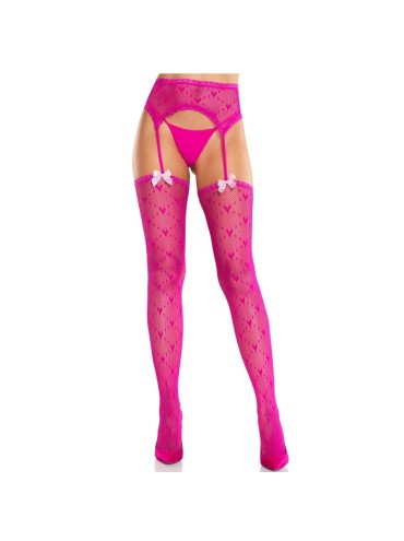 LEG AVENUE MEDIAS DE CORAZON CON LIGAS MAGENTA