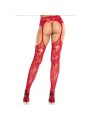 LEG AVENUE MEDIAS DE ENCAJE CON LIGAS ROJO